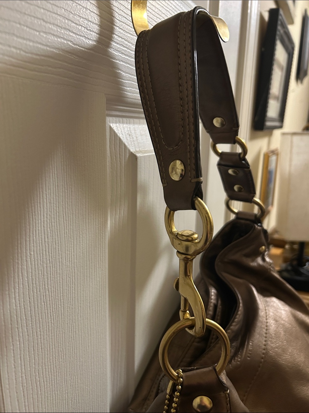 Coach Metallic Bronze Leather Shoulder Bag with Gold Hardware - Picture 4 of 11